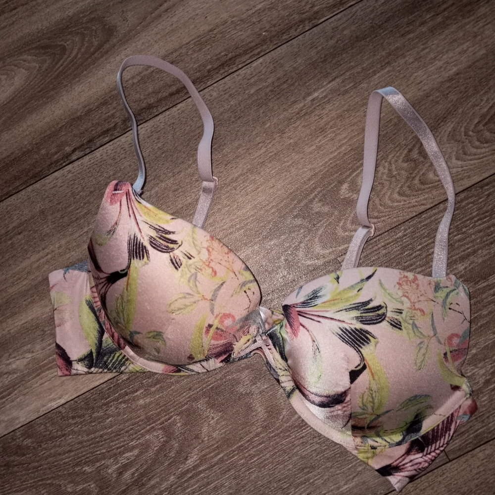Ambrielle tropical floral print Push Up plunge bra size 36B - Picture 2 of 5